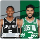 two basketball players one from boston and one from the spurs