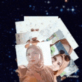 a woman in a hijab is surrounded by a bunch of pictures with the word vivavideo on the bottom