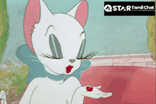 a cartoon cat with a star tamil chat logo