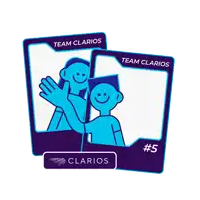 a cartoon illustration of two people giving each other a high five for team clarios