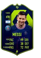 a soccer card that says messi and has a picture of a man