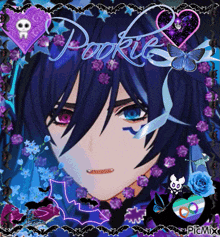 a picture of a girl with the word pookie written on it
