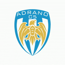 a blue and white logo for adriano c5 with an eagle