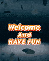 a sign that says welcome and have fun with leaves falling