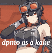 a picture of a girl with the words dpmo as a kake