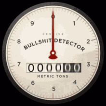 a clock that says bullshit detector at the top of it