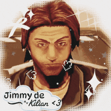 a drawing of a man with the name jimmy de kilian < 3 on the bottom