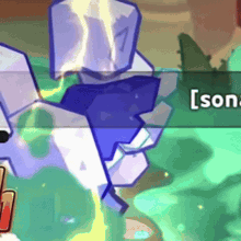 a close up of a cartoon character in a video game with a lightning bolt coming out of its head .