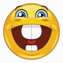 a cartoon smiley face with a big smile and missing teeth