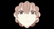 a close up of a girl 's face with a flower in her hair