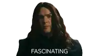 a man with long hair has the word fascinating written below him