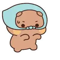 a cartoon drawing of a teddy bear wearing a blue hood