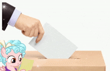 a person is putting a ballot into a box that says szavazás on it