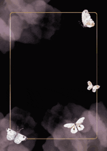 the word busr is on a black background with butterflies flying around