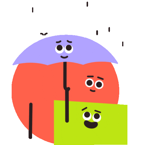 Circle, Square And Triangle Huddle In The Rain Sticker - Shapemates Umbrella Raining Stickers