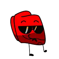 a cartoon drawing of a red object wearing sunglasses and a bow tie