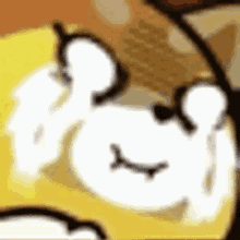 a close up of a cartoon character with glasses on .