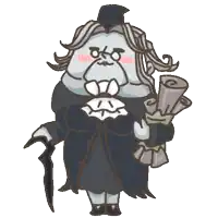 a cartoon drawing of a ghost holding a scroll