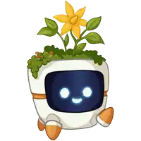 a cartoon drawing of a potted plant with a flower in it