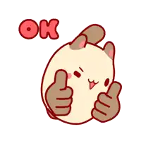a cartoon cat is giving a thumbs up and the word ok is above it