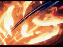 a computer generated image of a fire with a sword in the middle