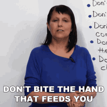 Dont Bite The Hand That Feeds You Rebecca GIF - Dont Bite The Hand That Feeds You Rebecca Engvid GIFs