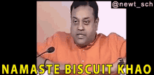 Namaste Biscuit Khao Sambit Patra GIF - Namaste Biscuit Khao Sambit Patra GIFs
