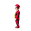 a pixel art of a clown in a red suit
