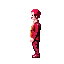 a pixel art of a clown in a red suit