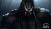 a poster for predator killer of killers shows a large monster