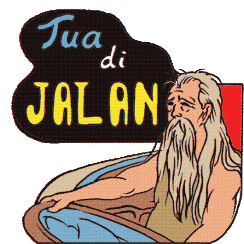 Long Bearded Man With The Text Getting Old On The Road Sticker - Moms Prayerson The Road Old Man Tua Di Jalan Stickers