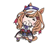a cartoon of a girl with long hair and a hat