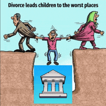 a divorce leads children to the worst places with a picture of a courthouse