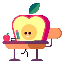 Apple Sitting At Desk Writing Sticker - Foodies Apple Pencil Stickers