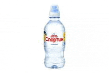 a bottle of water on a white background with a cap on it .