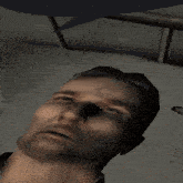 a man laying in a bed with a speech bubble above him