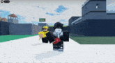 a screenshot of a video game where a person is holding a red item