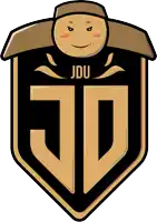 a logo for jdu with a smiley face on top