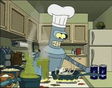 Bender Cooking - Salty GIF - Futurama Bender Cook GIFs