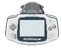 a pixel art illustration of a game boy game console
