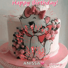 a birthday cake with a marie cat on it