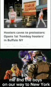 hooters caves to protestors opens 1st femboy hooters in buffalo ny