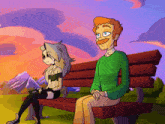a man and a girl are sitting on a bench