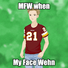 a man wearing a redskins jersey with the number 21