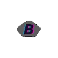 a purple and blue letter b is on a rock