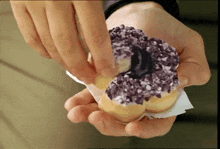 Tim Hortons Blueberry Bloom Donut GIF - Tim Hortons Blueberry Bloom Donut Dip GIFs
