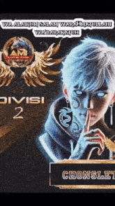 a poster with a person holding their finger to their mouth and the words chonslet on it