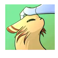 a cartoon of a cat being petted by a person