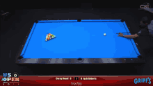 a pool table with a scoreboard that says griff 's