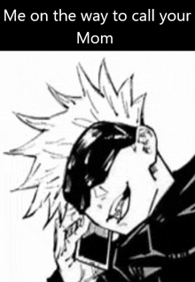 a black and white drawing of a person with spikes on their head .
